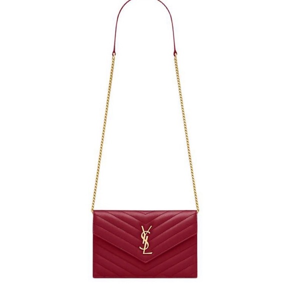Saint Laurent Red Quilted Leather Envelope Crossbody with Gold Hardware - Picture 2 of 2
